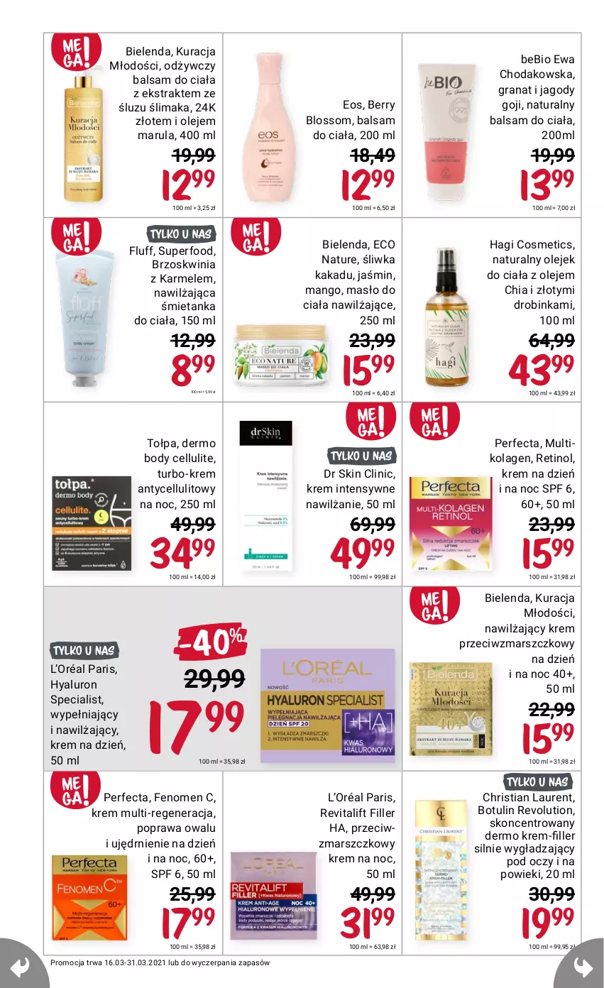 Gazetka promocyjna Rossmann - Marzec II - ważna 16.03 do 31.03.2021 - strona 10 - produkty: Bielenda, Body, Clin, Gra, Granat, Inka, Jagody, Jagody goji, Kolagen, Krem na noc, L’Oréal, Laur, Mars, Olej, Perfecta