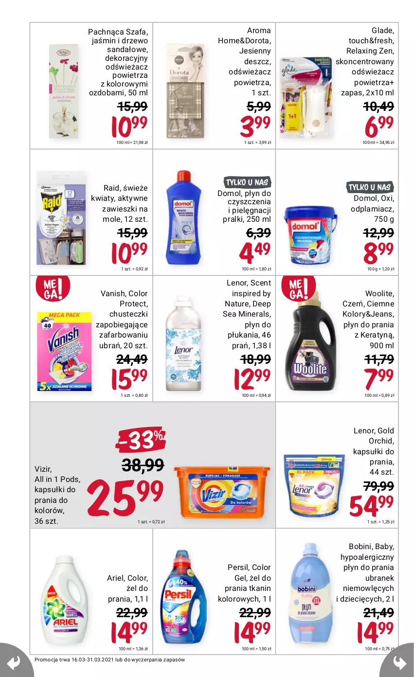 Gazetka promocyjna Rossmann - Marzec II - ważna 16.03 do 31.03.2021 - strona 4 - produkty: Ariel, Chusteczki, Domol, Fa, Lenor, Odplamiacz, Ozdoba, Persil, Pralki, Vanish, Vizir, Woolite, Zawieszki