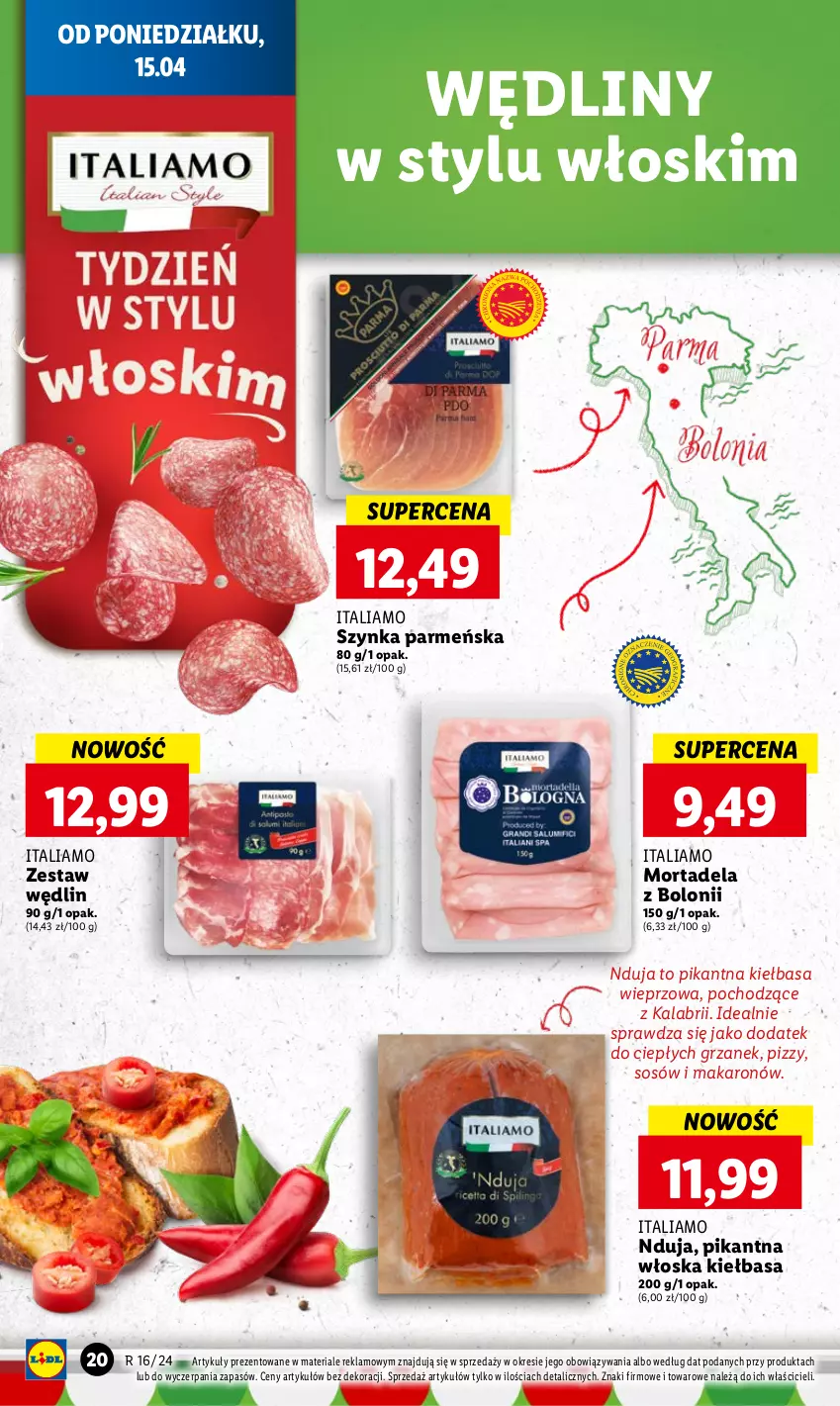 Gazetka promocyjna Lidl - GAZETKA - ważna 15.04 do 17.04.2024 - strona 20 - produkty: Kiełbasa, Makaron, Sos, Szynka