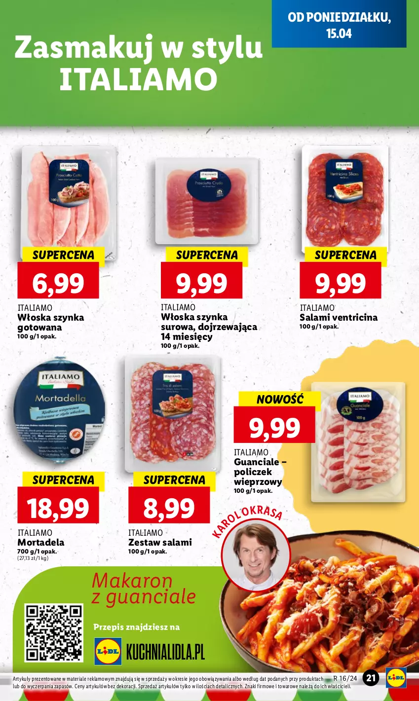 Gazetka promocyjna Lidl - GAZETKA - ważna 15.04 do 17.04.2024 - strona 21 - produkty: Makaron, Salami, Szynka