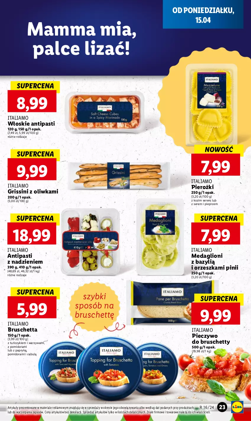 Gazetka promocyjna Lidl - GAZETKA - ważna 15.04 do 17.04.2024 - strona 23 - produkty: Bazyl, Grissini, Lion, Piec, Pieczywo, Pieprz, Ser, Tuńczyk, Warzywa