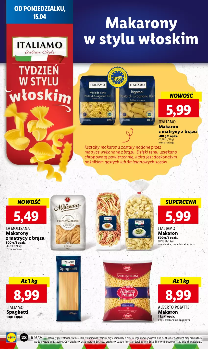 Gazetka promocyjna Lidl - GAZETKA - ważna 15.04 do 17.04.2024 - strona 28 - produkty: Isana, Makaron, Sos, Spaghetti