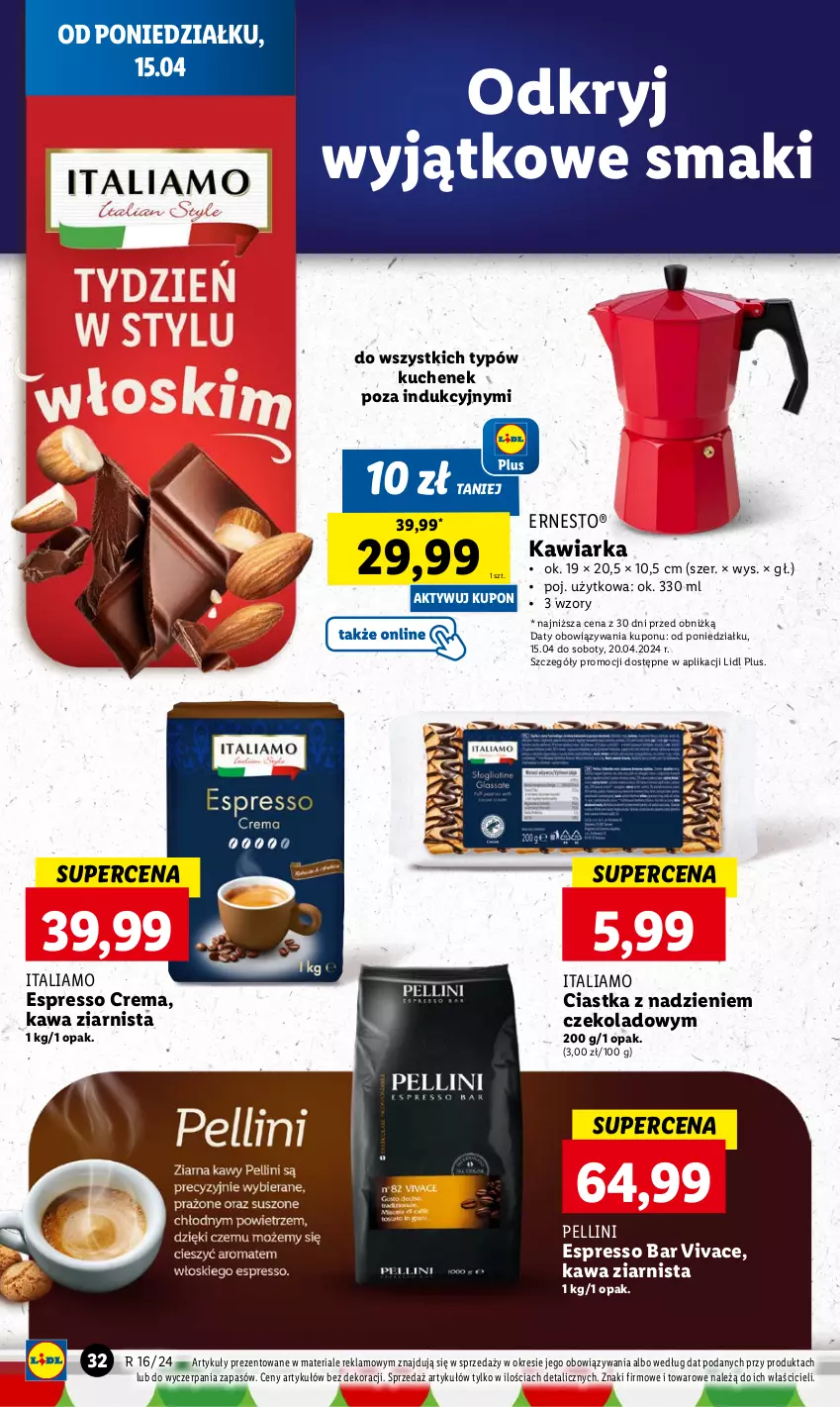 Gazetka promocyjna Lidl - GAZETKA - ważna 15.04 do 17.04.2024 - strona 32 - produkty: Ciastka, Kawa, Kawa ziarnista, Kawiarka