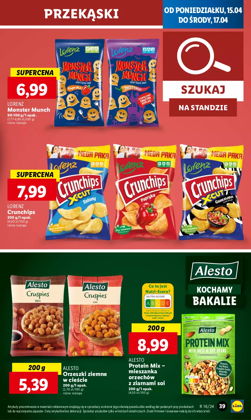 Gazetka promocyjna Lidl - GAZETKA - ważna 15.04 do 17.04.2024 - strona 39 - produkty: Crunchips, Koc, Lorenz, Monster Munch, Orzeszki, Orzeszki ziemne, Wazon