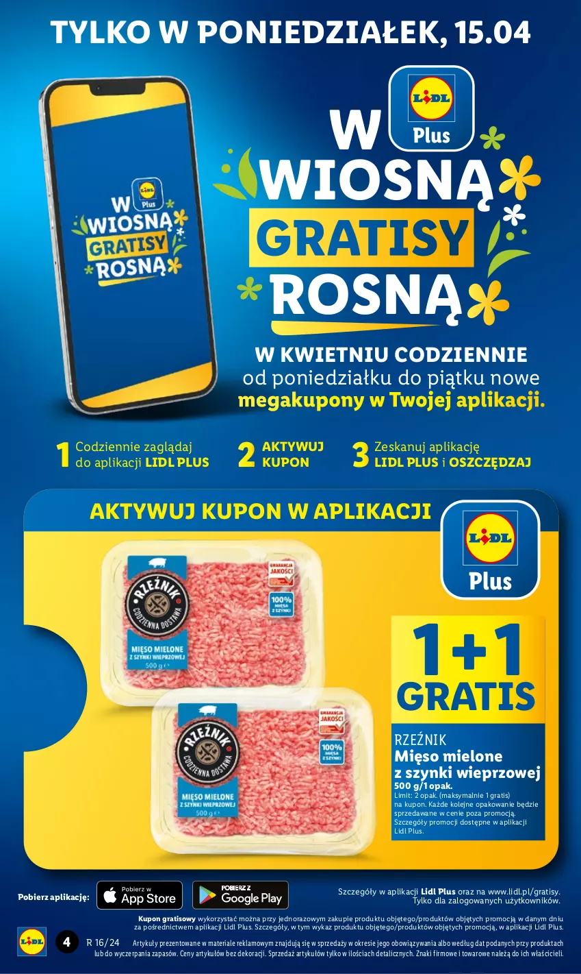 Gazetka promocyjna Lidl - GAZETKA - ważna 15.04 do 17.04.2024 - strona 4 - produkty: Gra, Mięso, Mięso mielone, Mięso mielone z szynki, Olej