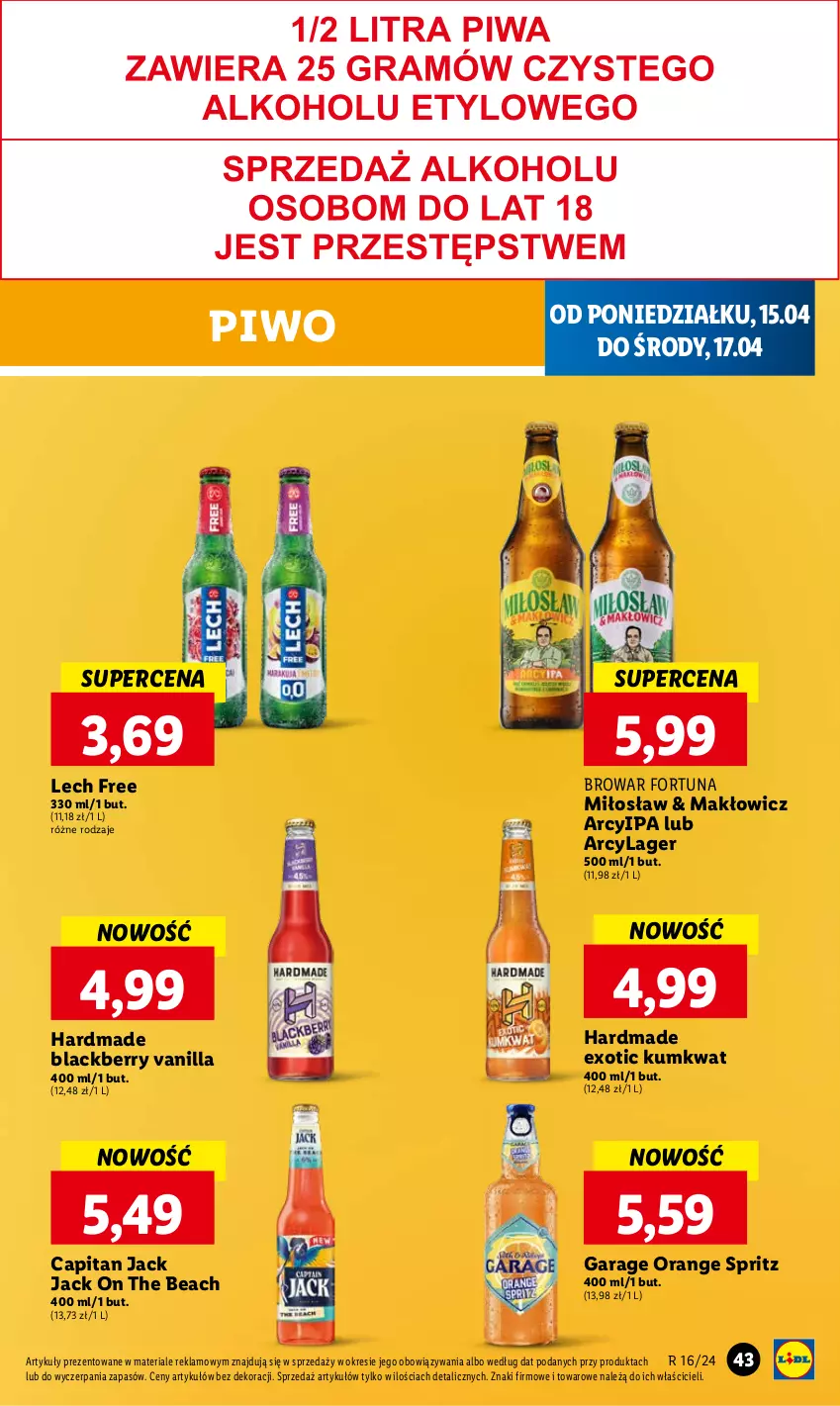 Gazetka promocyjna Lidl - GAZETKA - ważna 15.04 do 17.04.2024 - strona 43 - produkty: Fortuna, Kumkwat, Lack, Piwo