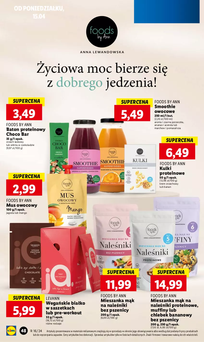 Gazetka promocyjna Lidl - GAZETKA - ważna 15.04 do 17.04.2024 - strona 48 - produkty: Acer, Ananas, Aronia, Baton, Chleb, Krem orzechowy, Mango, Muffiny, Mus, Naleśniki, Por, Smoothie