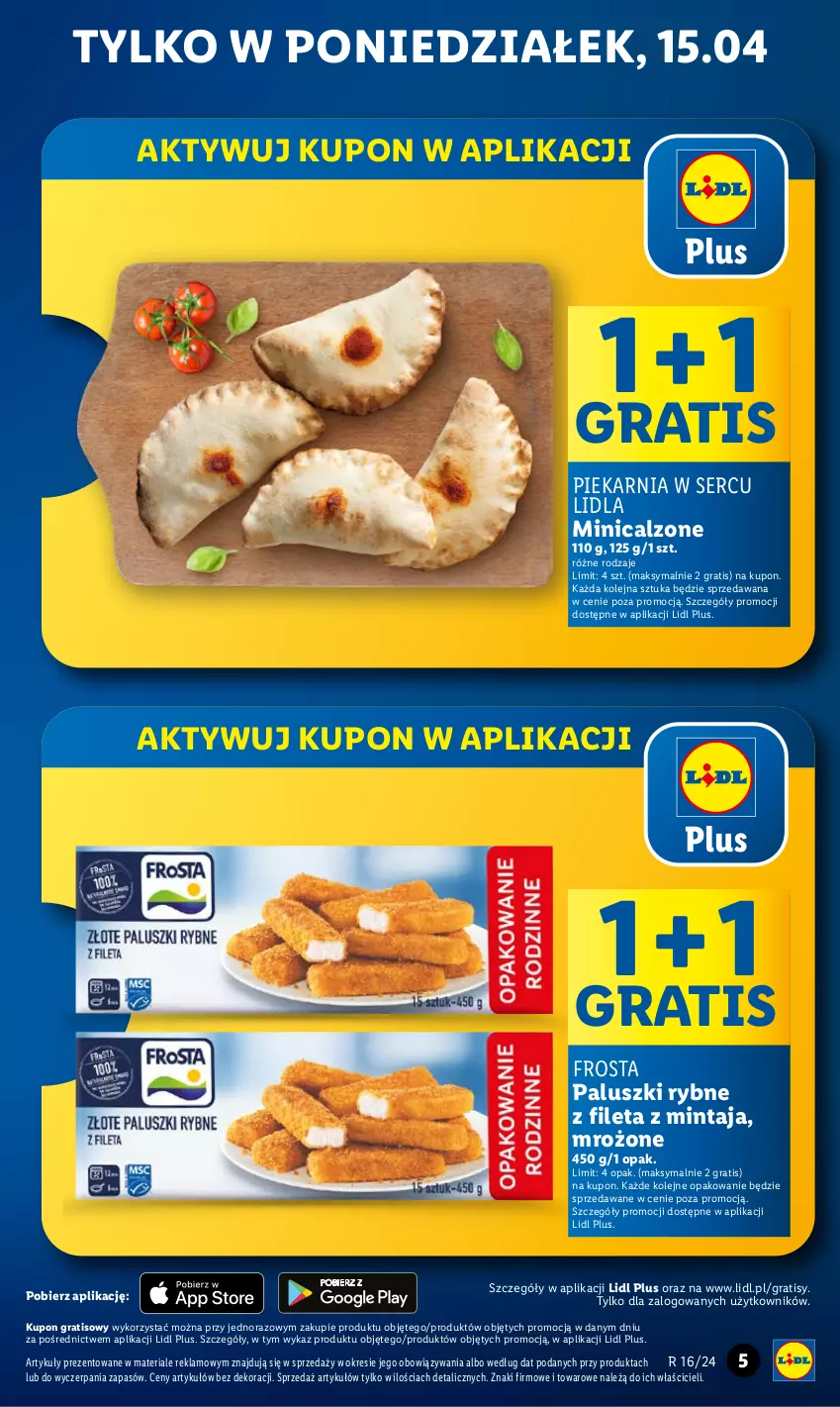 Gazetka promocyjna Lidl - GAZETKA - ważna 15.04 do 17.04.2024 - strona 5 - produkty: Frosta, Gra, Mintaj, Olej, Paluszki rybne, Ser