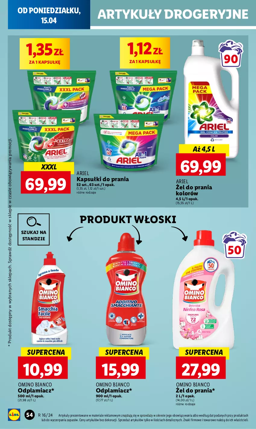 Gazetka promocyjna Lidl - GAZETKA - ważna 15.04 do 17.04.2024 - strona 58 - produkty: Ariel, Kapsułki do prania, Odplamiacz