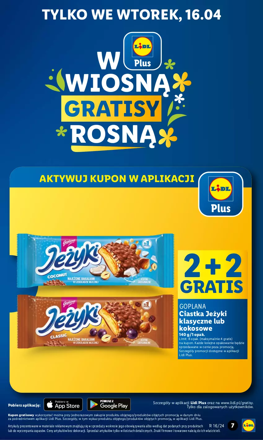 Gazetka promocyjna Lidl - GAZETKA - ważna 15.04 do 17.04.2024 - strona 7 - produkty: Ciastka, Goplana, Gra, Jeżyki, Kokos, LANA, Olej