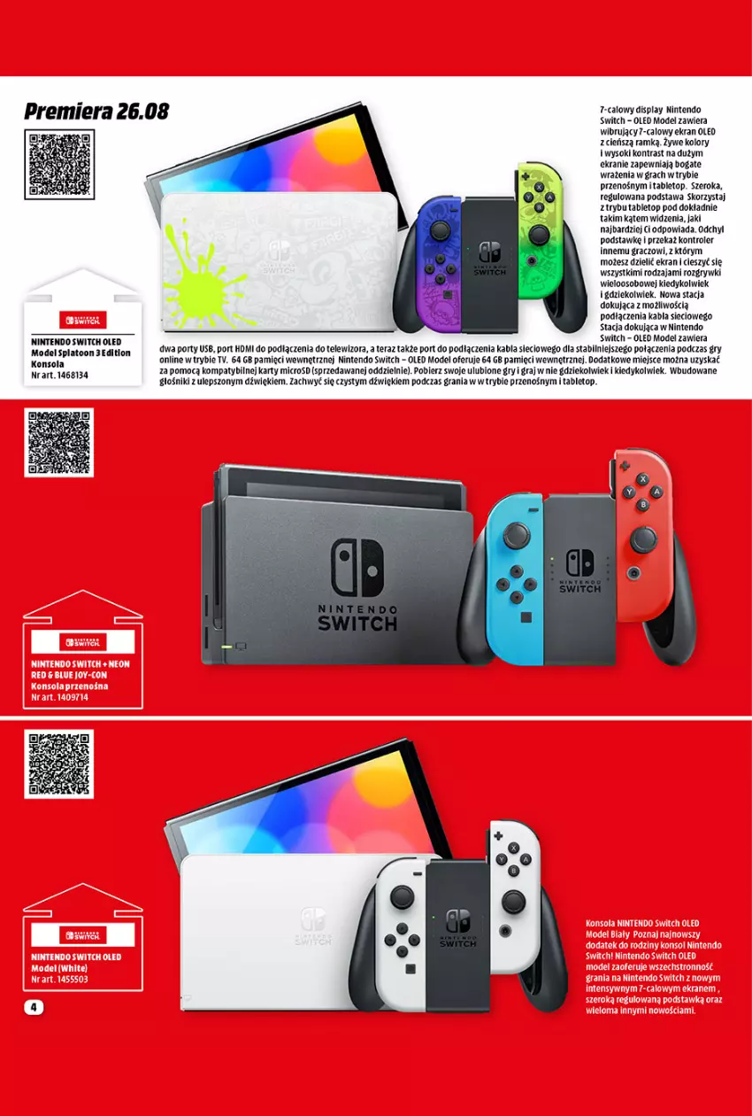 Gazetka promocyjna Media Markt - Gazetka Media Markt - ważna 04.08 do 31.08.2022 - strona 4 - produkty: Cień, Głośnik, Gra, Gry, Konsola, Kontroler, Nintendo Switch, Por, Tablet, Telewizor, Tera, Top