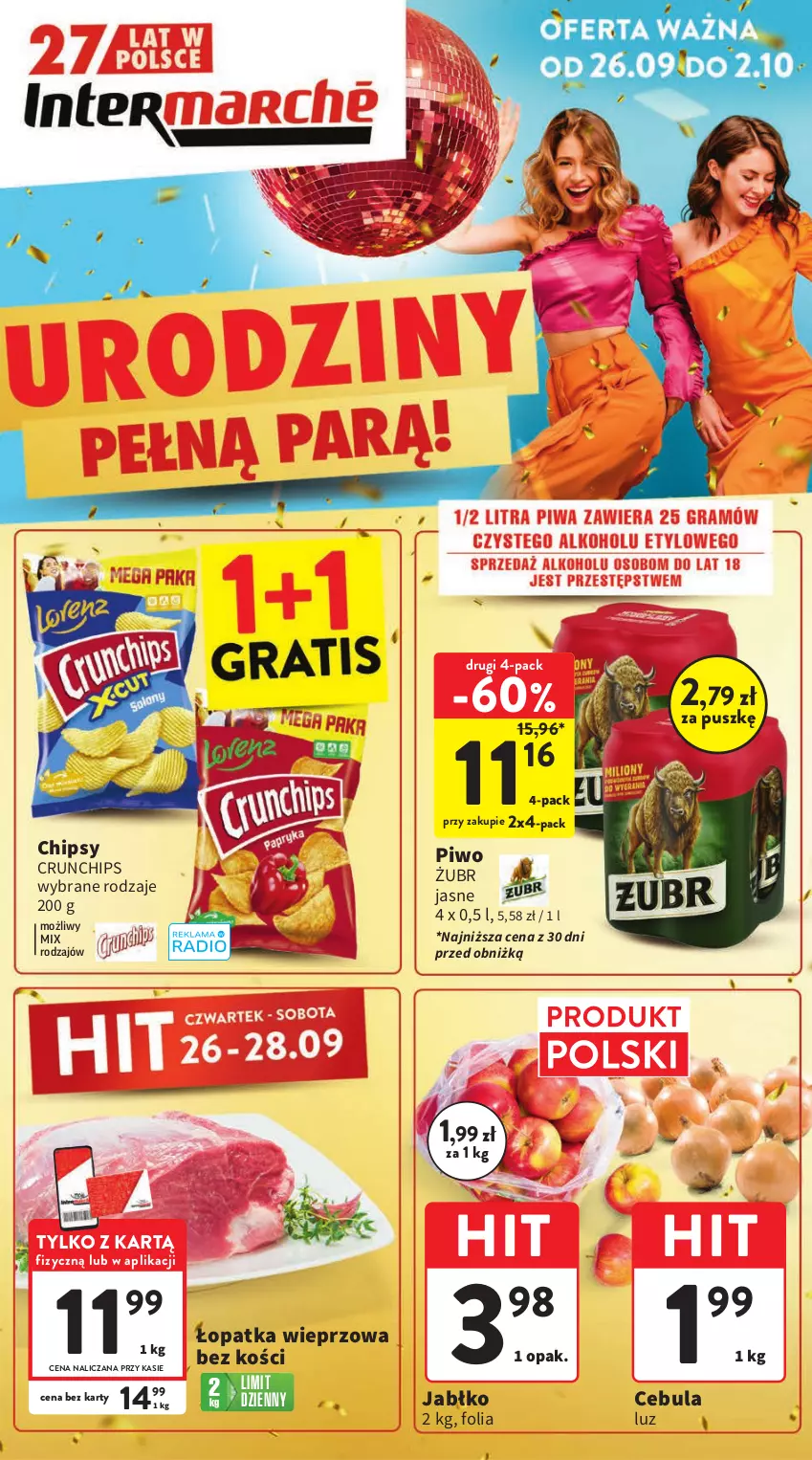 Gazetka promocyjna Intermarche - Gazetka Intermarche - ważna 26.09 do 02.10.2024 - strona 1 - produkty: Cebula, Chipsy, Crunchips, Piwo