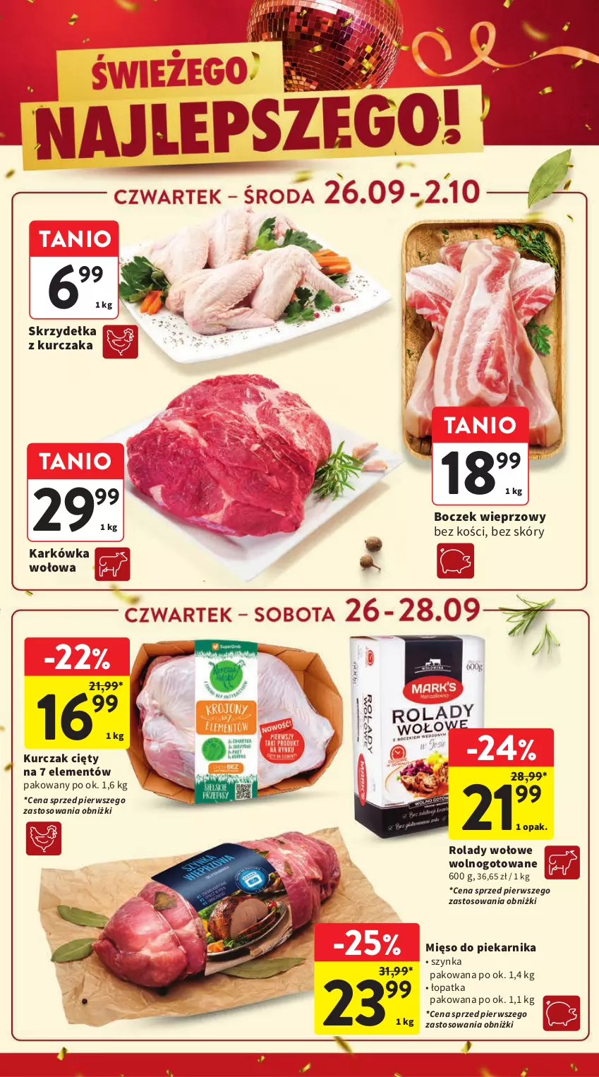 Gazetka promocyjna Intermarche - Gazetka Intermarche - ważna 26.09 do 02.10.2024 - strona 12 - produkty: Boczek, Boczek wieprzowy, Kurczak, Mięso, Piekarnik, Skrzydełka z kurczaka, Szynka