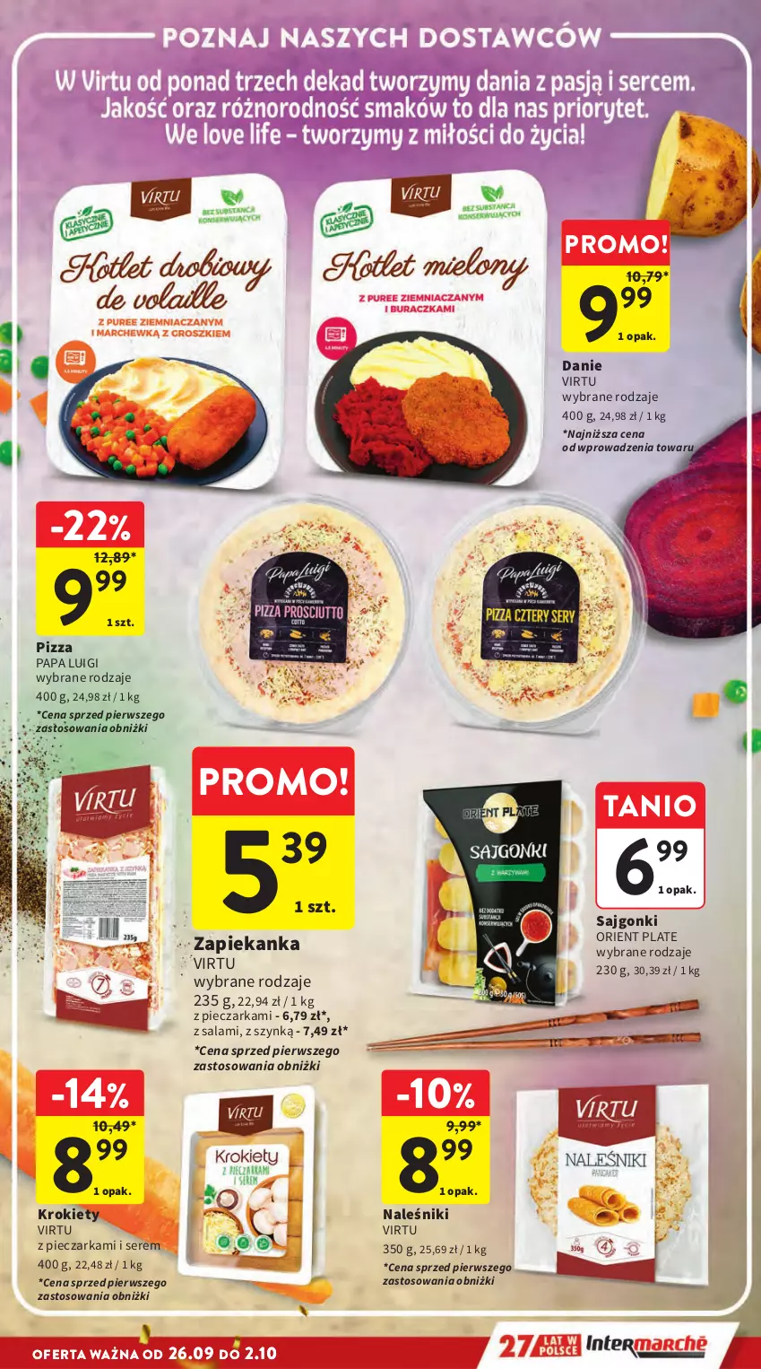 Gazetka promocyjna Intermarche - Gazetka Intermarche - ważna 26.09 do 02.10.2024 - strona 19 - produkty: Krokiety, Naleśniki, Piec, Pieczarka, Pizza, Sajgonki, Salami, Ser, Virtu, Zapiekanka