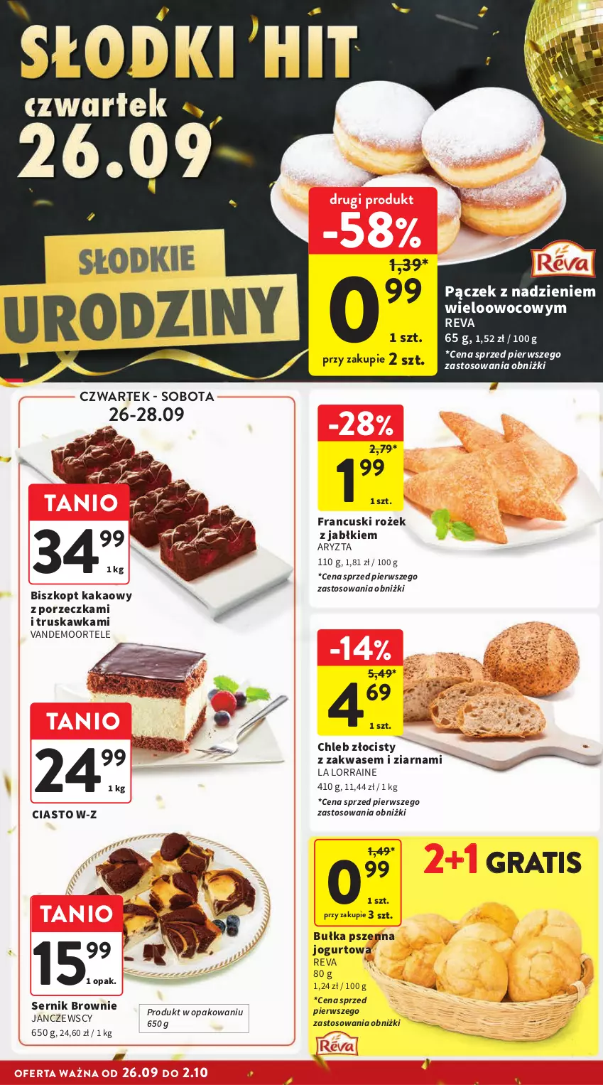 Gazetka promocyjna Intermarche - Gazetka Intermarche - ważna 26.09 do 02.10.2024 - strona 22 - produkty: Brownie, Bułka, Chleb, Gra, Jogurt, Kakao, Pączek, Por, Ser