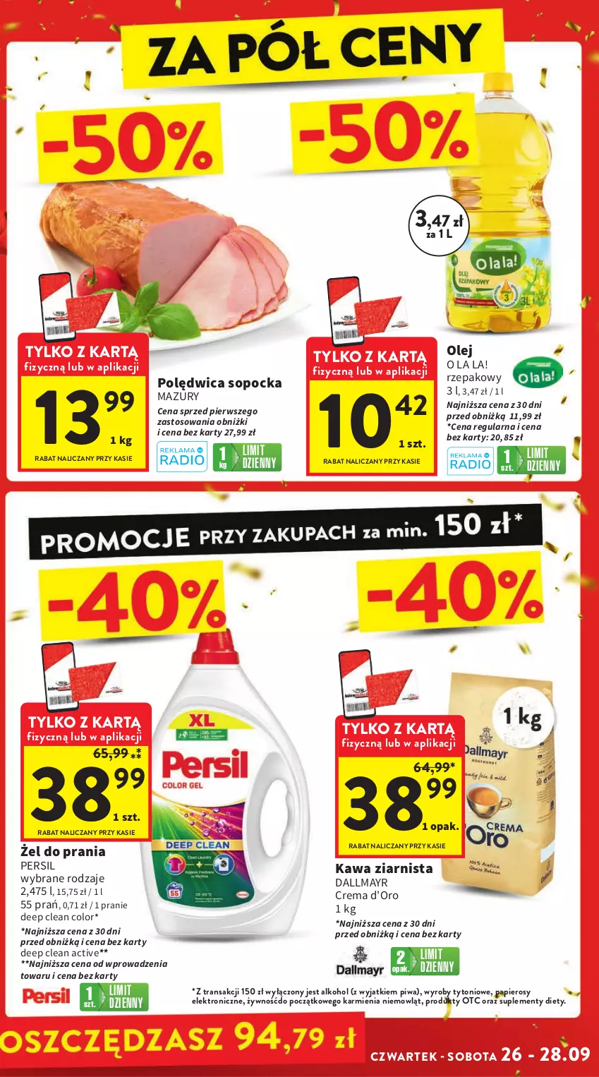 Gazetka promocyjna Intermarche - Gazetka Intermarche - ważna 26.09 do 02.10.2024 - strona 3 - produkty: Dallmayr, Karmi, Kawa, Kawa ziarnista, Olej, Papier, Persil, Piwa, Polędwica, Tran