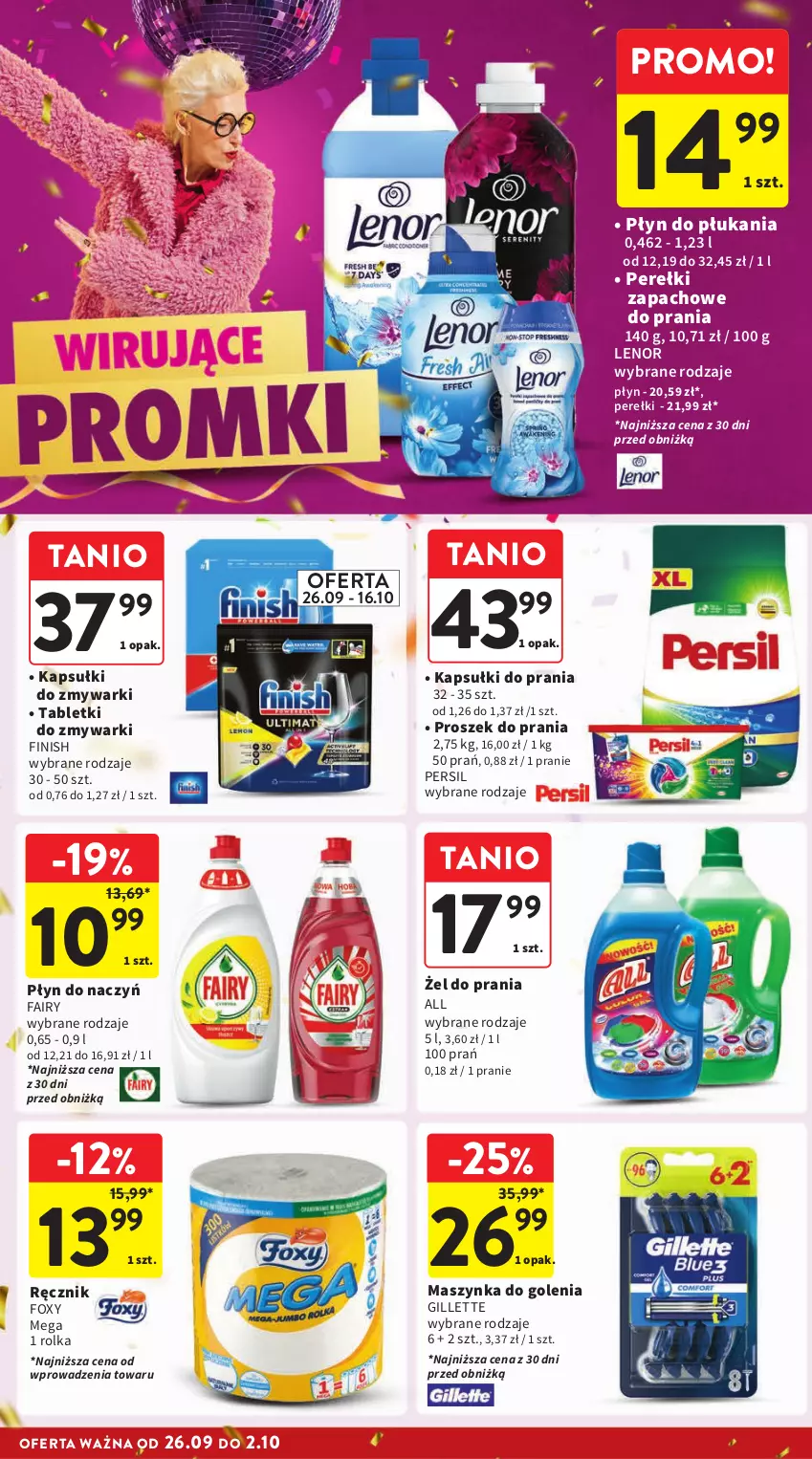 Gazetka promocyjna Intermarche - Gazetka Intermarche - ważna 26.09 do 02.10.2024 - strona 36 - produkty: Fa, Fairy, Finish, Foxy, Gillette, Kapsułki do prania, Lenor, Maszynka, Maszynka do golenia, Perełki zapachowe, Persil, Płyn do płukania, Proszek do prania, Ręcznik, Szynka, Tablet, Tabletki do zmywarki, Zmywarki