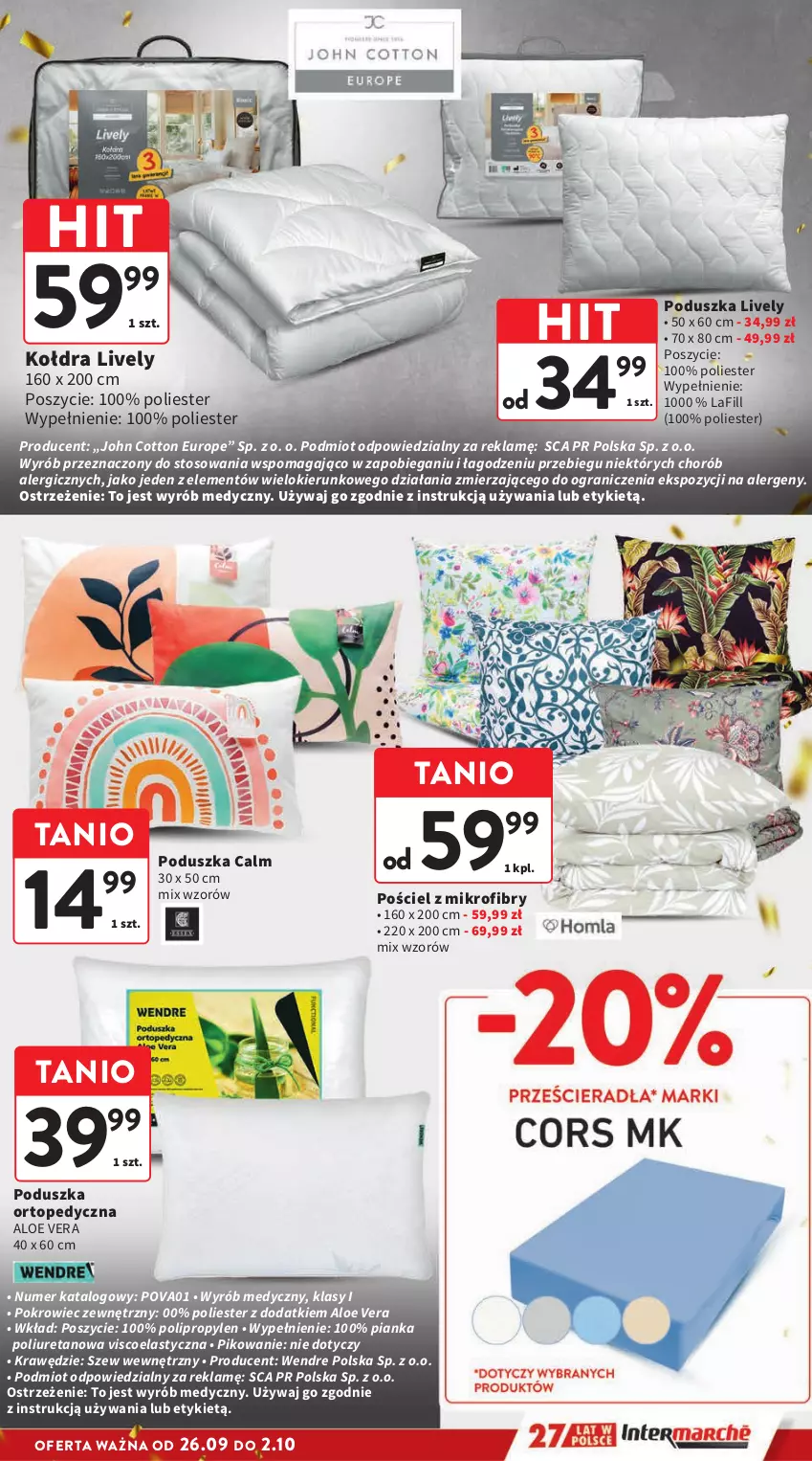 Gazetka promocyjna Intermarche - Gazetka Intermarche - ważna 26.09 do 02.10.2024 - strona 39 - produkty: Aloe vera, Gra, Kołdra, Poduszka, Pokrowiec, Pościel, Top