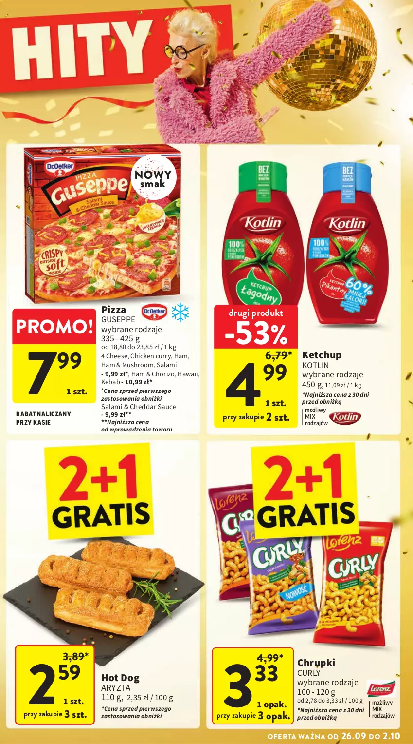 Gazetka promocyjna Intermarche - Gazetka Intermarche - ważna 26.09 do 02.10.2024 - strona 5 - produkty: Cheddar, Chrupki, Hot dog, Kebab, Ketchup, Kotlin, Mus, Pizza, Salami