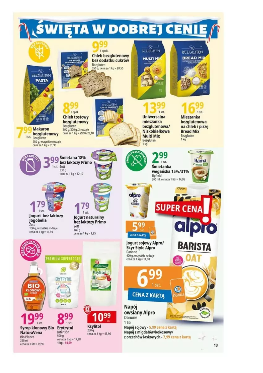 Gazetka promocyjna E Leclerc - ważna 12.12 do 23.12.2023 - strona 5 - produkty: Alpro, Chleb, Chleb bezglutenowy, Danone, Jogurt, Jogurt naturalny, Kokos, Makaron, Napój, Syrop