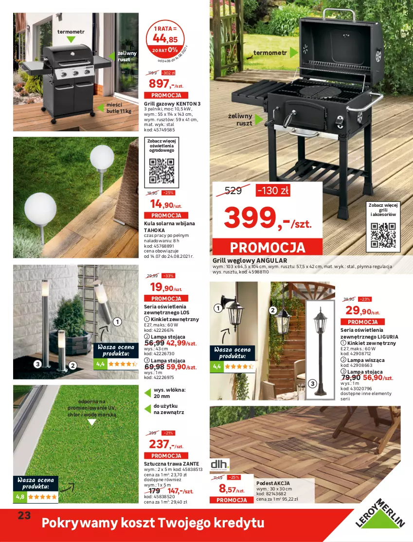 Gazetka promocyjna Leroy Merlin - Nowe Drzwi - ważna 04.08 do 24.08.2021 - strona 23 - produkty: Aronia, Grill, Grill gazowy, Kiwi, Kosz, Lampa, Lampa wisząca, Nawóz, Ogród, Pigwowiec, Pokrywa, Por, Ser, Sos, Termometr, Wino