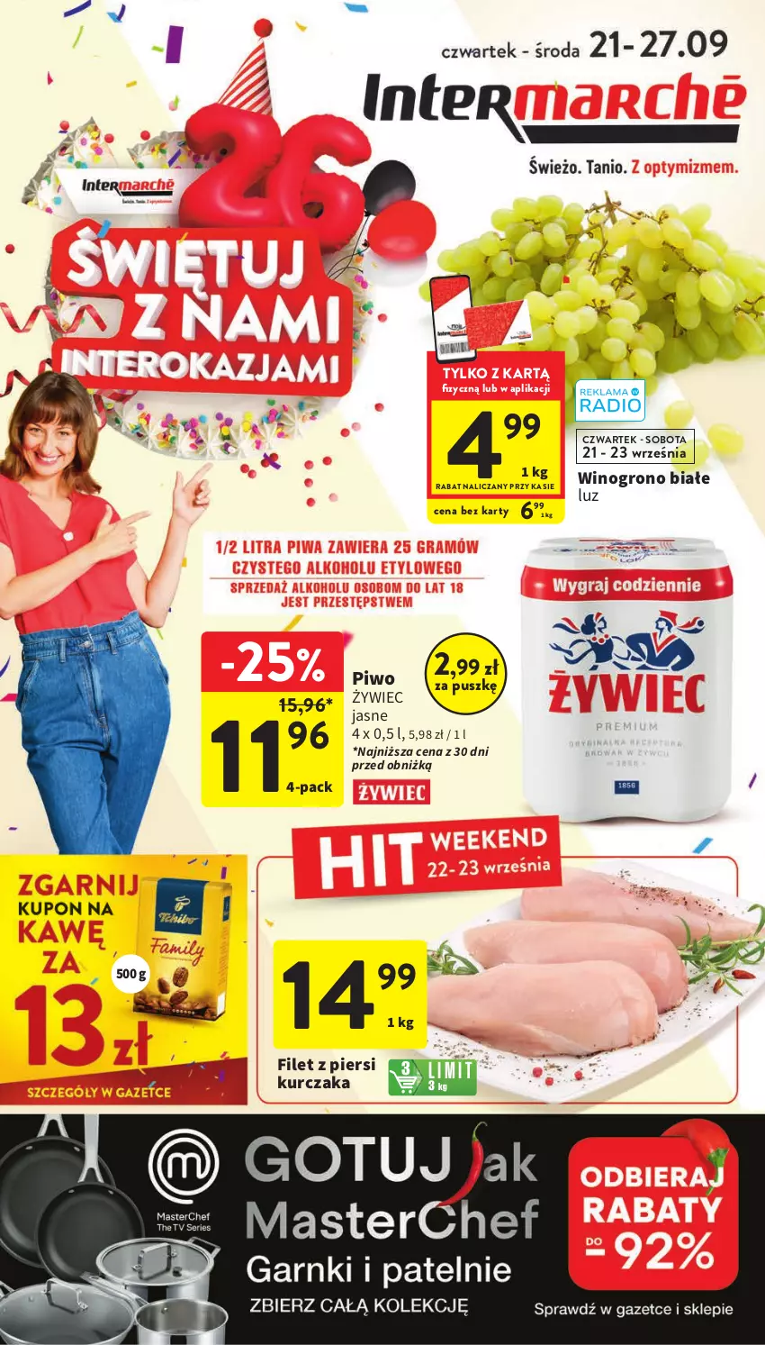 Gazetka promocyjna Intermarche - Gazetka Intermarche - ważna 21.09 do 27.09.2023 - strona 1 - produkty: Filet z piersi kurczaka, Kurczak, Piwo, Wino