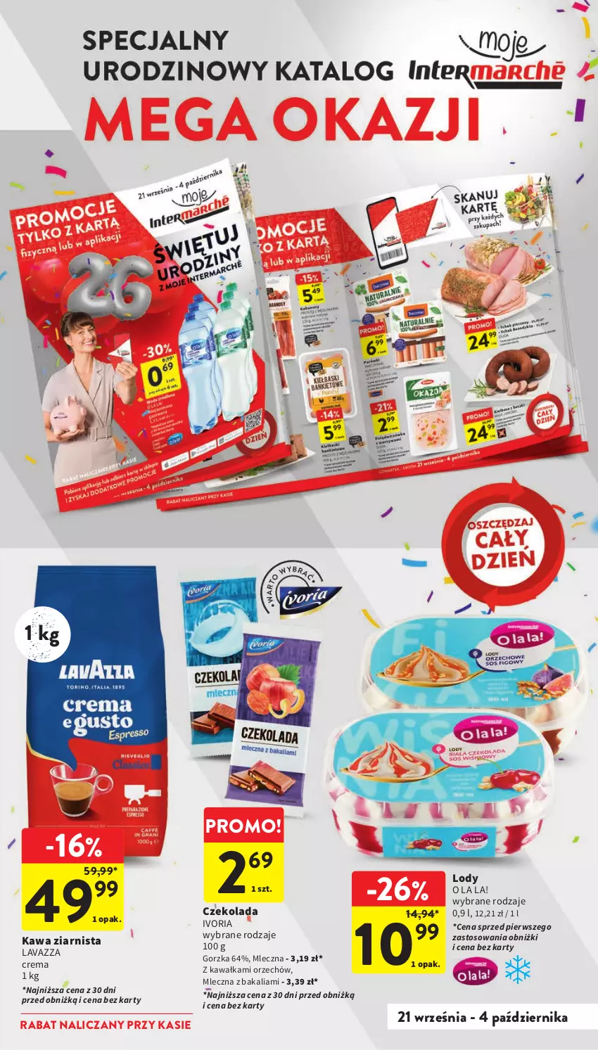 Gazetka promocyjna Intermarche - Gazetka Intermarche - ważna 21.09 do 27.09.2023 - strona 11 - produkty: Czekolada, Kawa, Kawa ziarnista, Lavazza, Lody