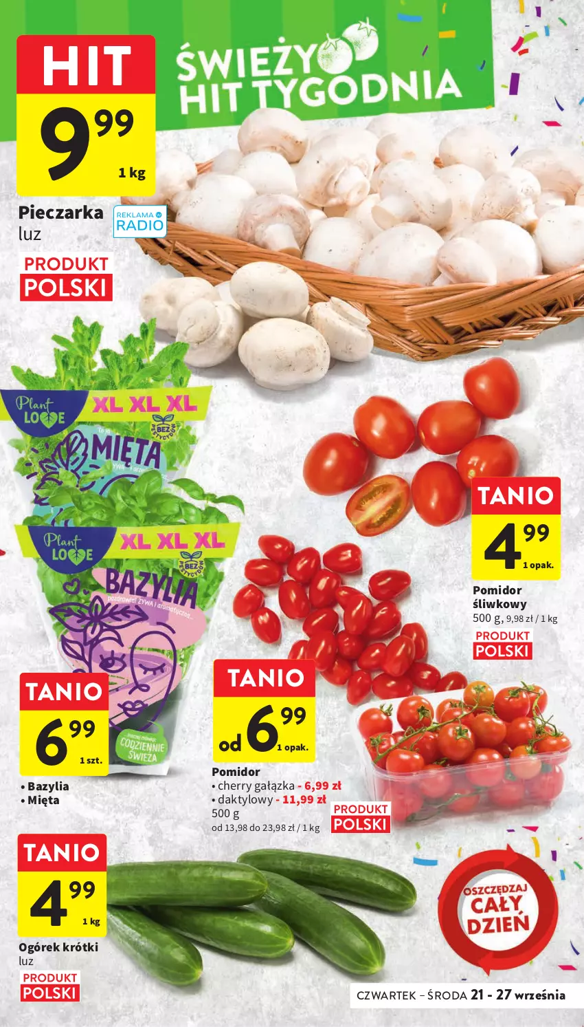 Gazetka promocyjna Intermarche - Gazetka Intermarche - ważna 21.09 do 27.09.2023 - strona 15 - produkty: Bazyl, Bazylia, Mięta, Ogórek, Piec, Pieczarka