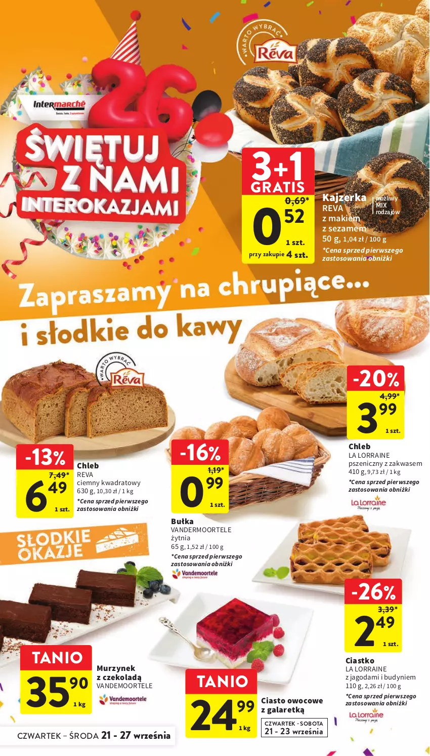 Gazetka promocyjna Intermarche - Gazetka Intermarche - ważna 21.09 do 27.09.2023 - strona 28 - produkty: Bułka, Chleb, Gala, Gra, Kajzerka, Murzynek, Sezam