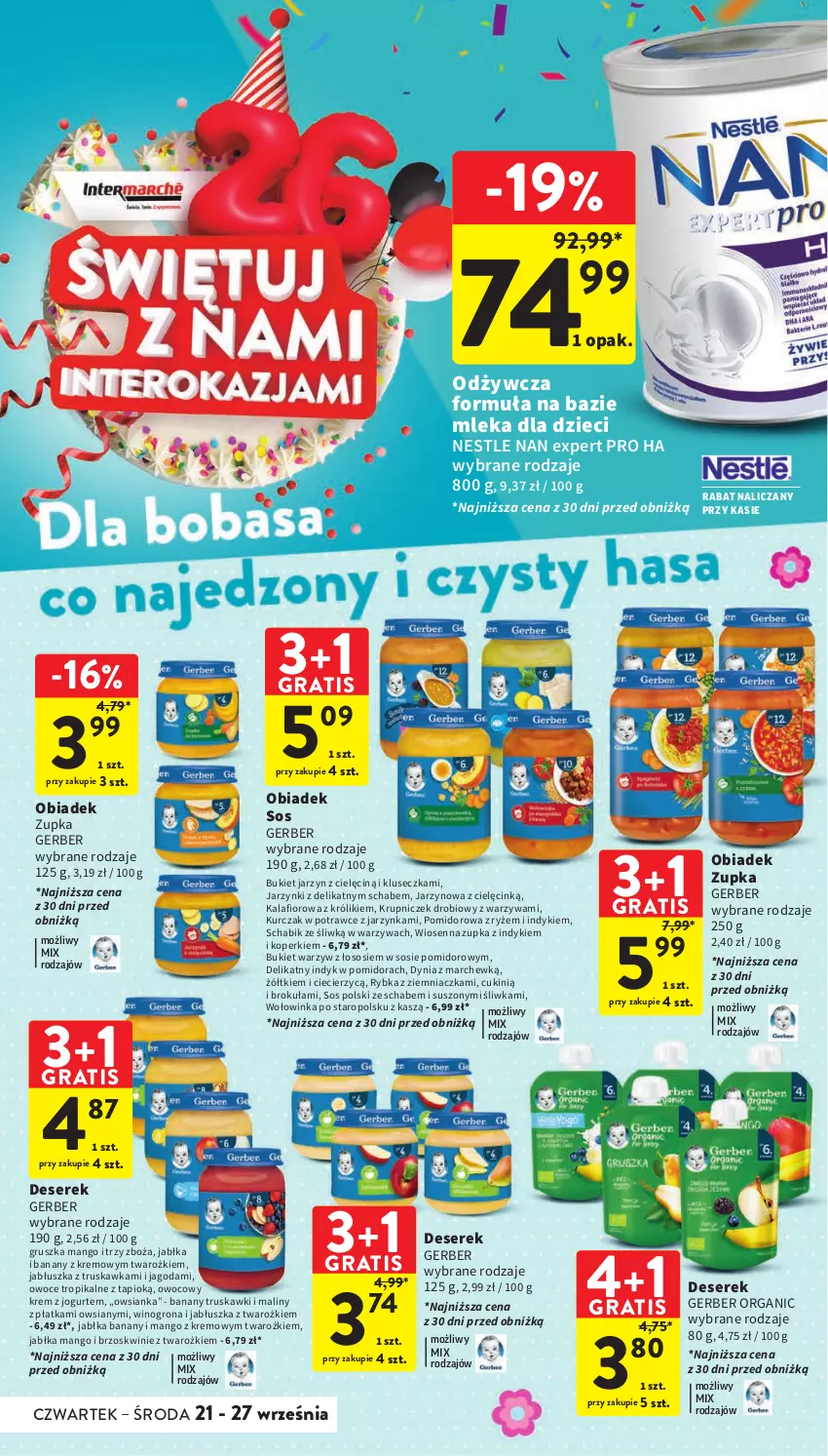 Gazetka promocyjna Intermarche - Gazetka Intermarche - ważna 21.09 do 27.09.2023 - strona 38 - produkty: Banany, Brzoskwinie, Bukiet, Bukiet warzyw, Deser, Dzieci, Gerber, Gra, Inka, Jabłka, Jogurt, Kalafior, Królik, Kurczak, Maliny, Mango, Owoce, Owsianka, Ryż, Ser, Serek, Sos, Truskawki, Warzywa, Wino, Winogrona