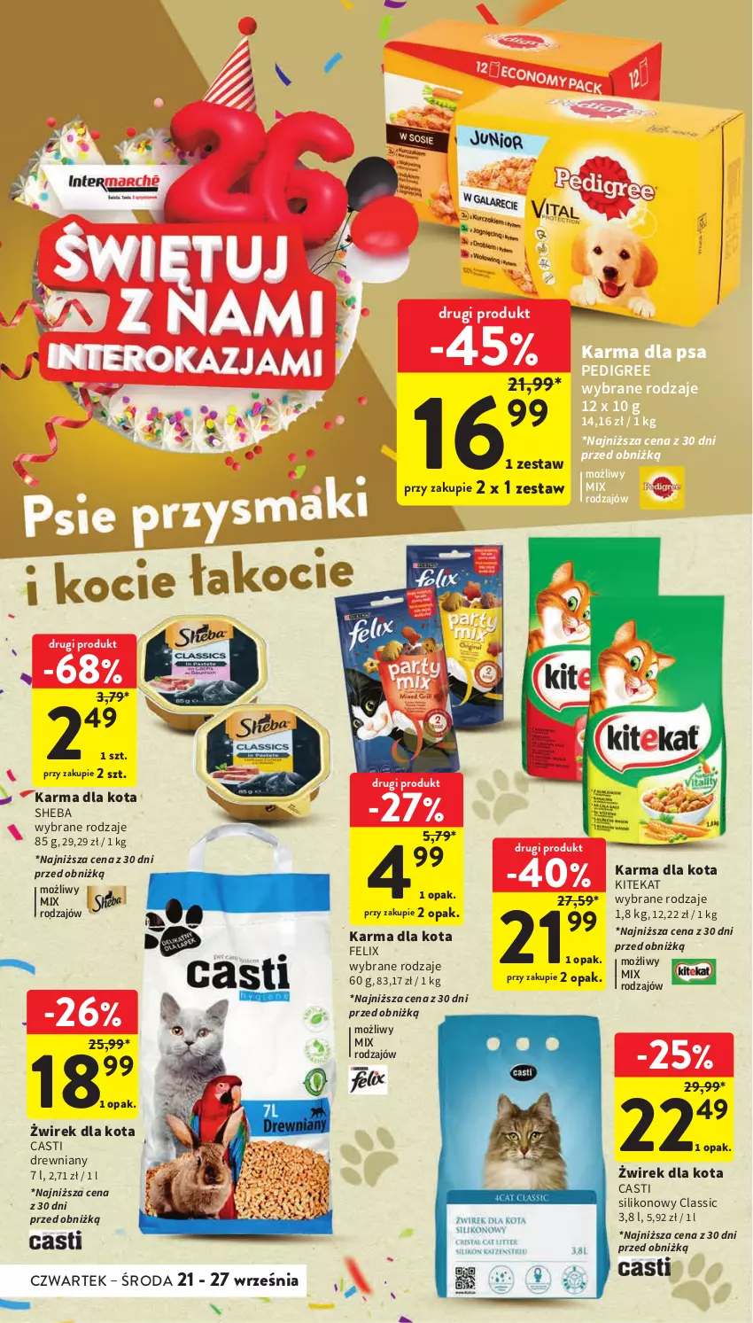 Gazetka promocyjna Intermarche - Gazetka Intermarche - ważna 21.09 do 27.09.2023 - strona 40 - produkty: Felix, KiteKat, Pedigree, Sheba