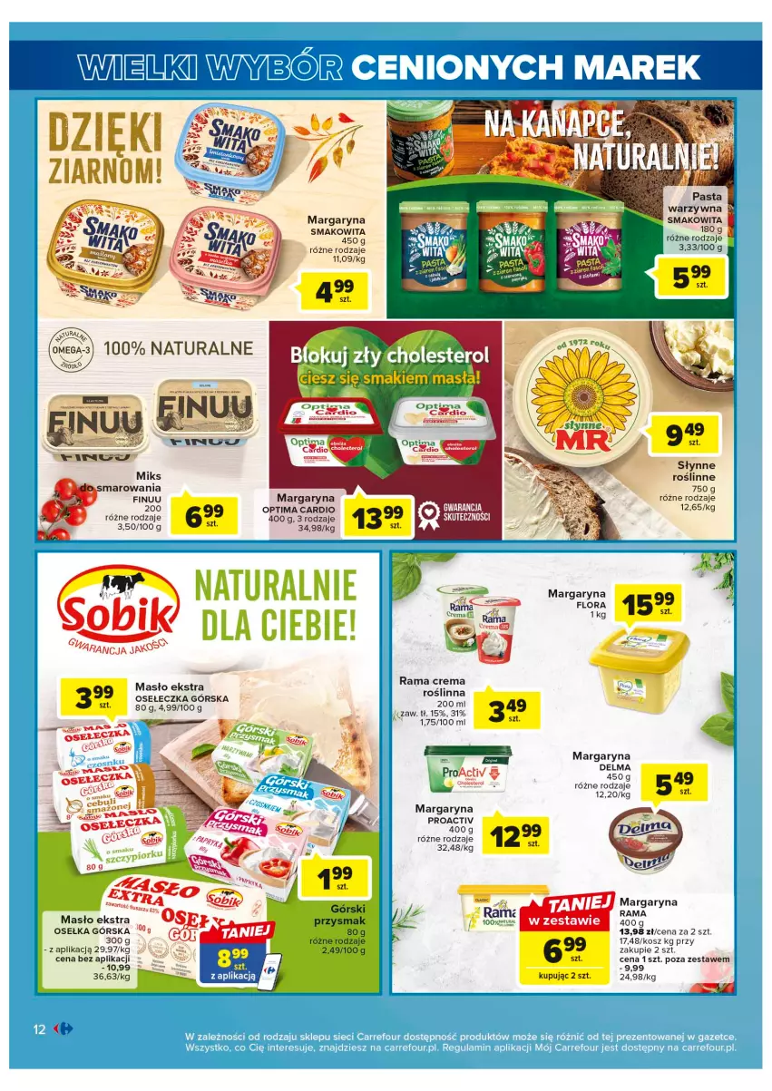 Gazetka promocyjna Carrefour - Gazetka Wielki wybór cenionych marek - ważna 30.05 do 10.06.2023 - strona 12 - produkty: Delma, Finuu, Flora, Kosz, LG, Margaryna, Masło, Optima, Optima Cardio, Rama, Słynne, Smakowita