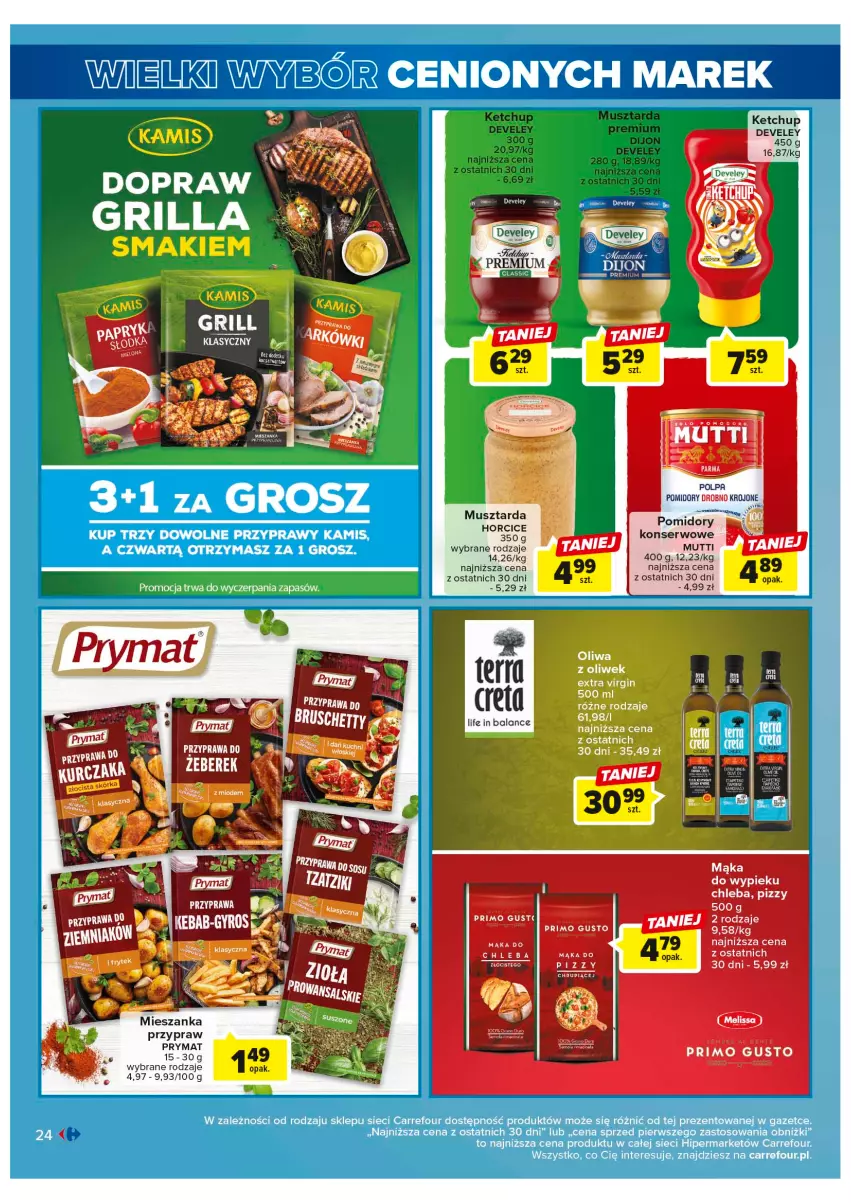 Gazetka promocyjna Carrefour - Gazetka Wielki wybór cenionych marek - ważna 30.05 do 10.06.2023 - strona 24 - produkty: Chleb, Ketchup, Mąka, Mus, Musztarda, Pomidory, Prymat, Ser