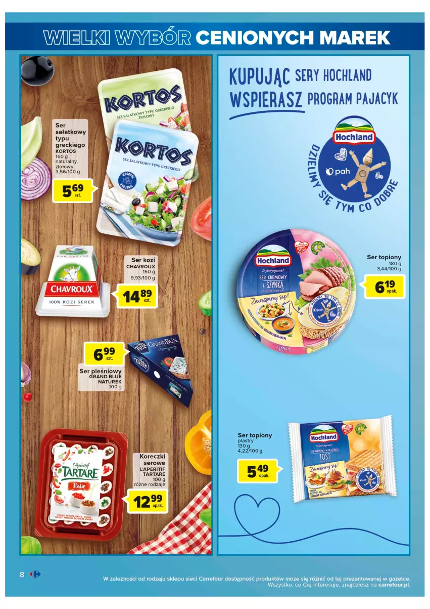 Gazetka promocyjna Carrefour - Gazetka Wielki wybór cenionych marek - ważna 30.05 do 10.06.2023 - strona 8 - produkty: Gra, Hochland, NaTurek, Sałat, Ser, Ser kozi, Ser topiony, Serek, Tarta, Tartare, Top