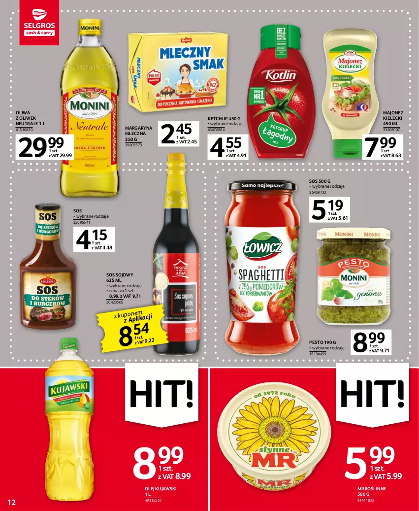 Gazetka promocyjna Selgros - Oferta spożywcza - ważna 20.04 do 02.05.2023 - strona 12 - produkty: Ketchup, Kujawski, Majonez, Margaryna, Olej, Oliwa z oliwek, Pesto, Sos, Sos sojowy