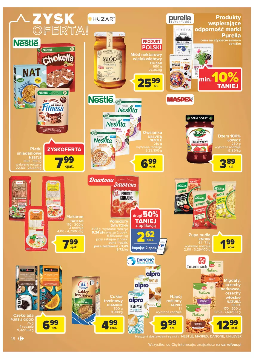 Gazetka promocyjna Carrefour - Gazetka Carrefour Zyskoteka - ważna 18.10 do 22.10.2022 - strona 18 - produkty: Danone, Dżem, Fa, Gra, Granola, Pomidory