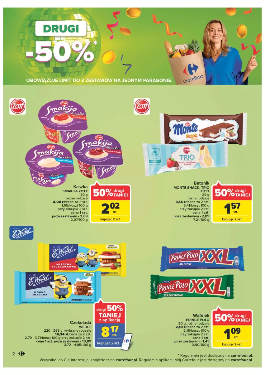 Gazetka promocyjna Carrefour - Gazetka Carrefour Zyskoteka - ważna 18.10 do 22.10.2022 - strona 2 - produkty: Baton, Czekolada, Kosz, Monte, Prince Polo, Smakija, Tonik, Zott