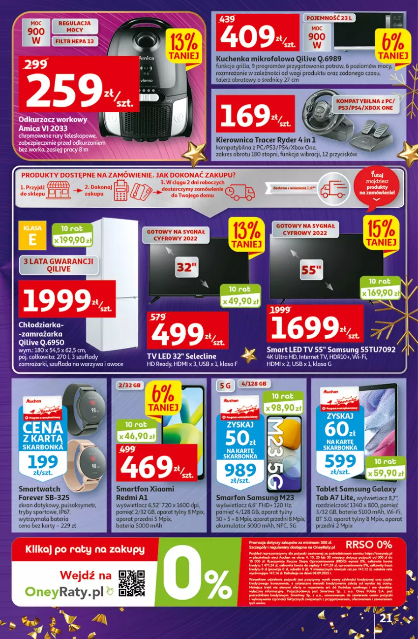 Gazetka promocyjna Auchan - Gazetka Koszyk Oszczędności Auchan Hipermarkety - ważna 17.11 do 23.11.2022 - strona 21 - produkty: Acer, Akumulator, Bateria, Chłodziarka, Clin, Fa, Gra, Grill, HD ready, Kierownica, Kuchenka mikrofalowa, LED TV, Owoce, Por, Pulsoksymetr, Samsung, Smartfon, Smartwatch, Sok, Sport, Tablet, Talerz, Top, Wagi, Warzywa, Warzywa i owoce, Xbox