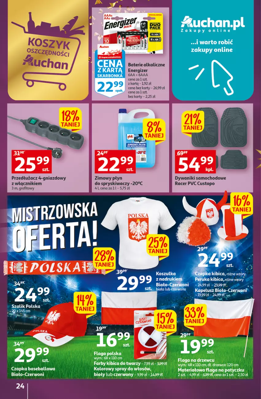 Gazetka promocyjna Auchan - Gazetka Koszyk Oszczędności Auchan Hipermarkety - ważna 17.11 do 23.11.2022 - strona 24 - produkty: Acer, Baterie alkaliczne, Dywan, Dywanik, Energizer, Gra, Owoce, Szal, Top