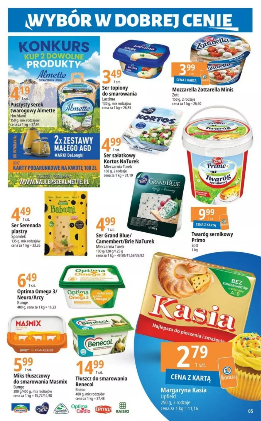 Gazetka promocyjna E Leclerc - ważna 17.10 do 28.10.2023 - strona 28 - produkty: Almette, Brie, Camembert, Gra, Hochland, Kasia, Margaryna, Mozzarella, NaTurek, Optima, Optima Omega3, Sałat, Ser, Ser topiony, Serek, Top, Twaróg, Zott, Zottarella