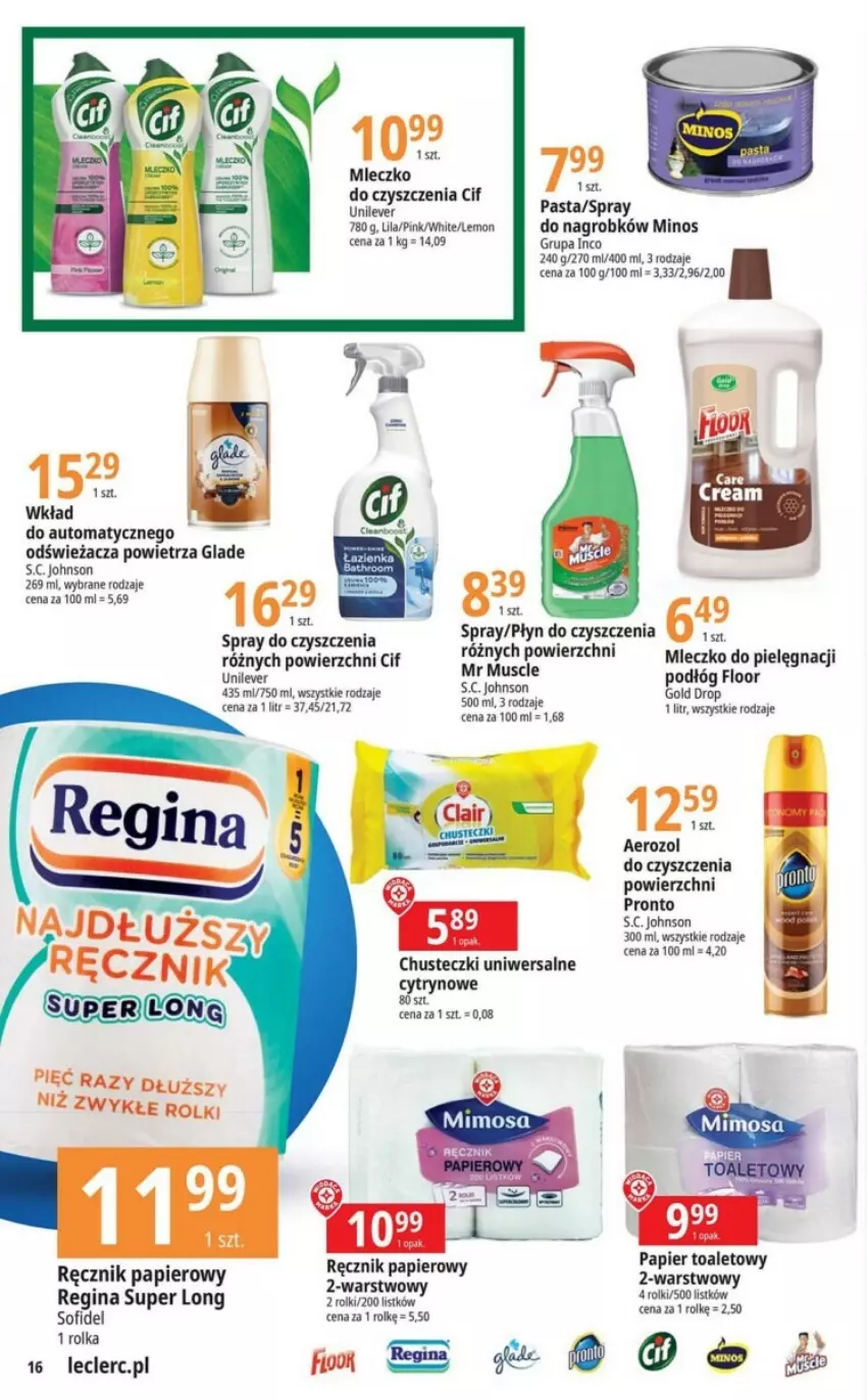 Gazetka promocyjna E Leclerc - ważna 17.10 do 28.10.2023 - strona 8 - produkty: Chusteczki, Cif, Fa, Papier, Pronto, Ręcznik, Rolki, Spray do czyszczenia