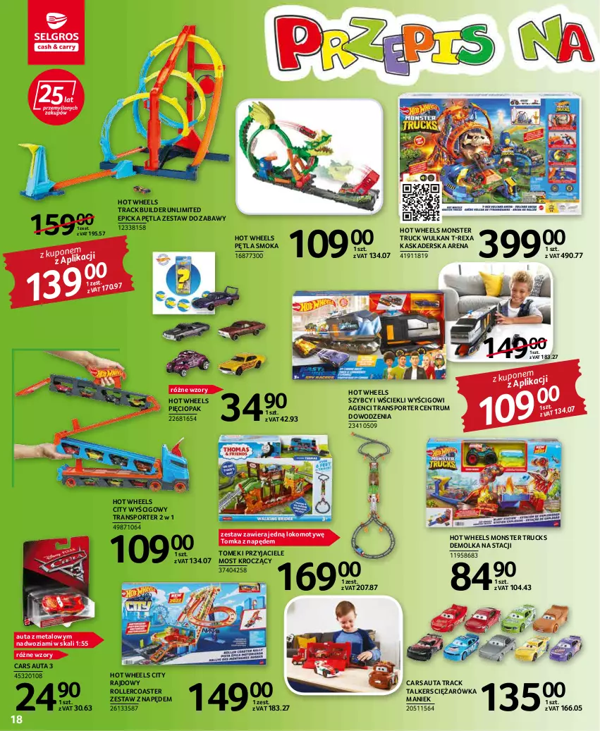 Gazetka promocyjna Selgros - Katalog Dzień Dziecka - ważna 19.05 do 01.06.2022 - strona 18 - produkty: Cars, Hot Wheels, Kask, Kaskaderska arena, Monster truck, Por, Roller, Rum, Sport, Tran