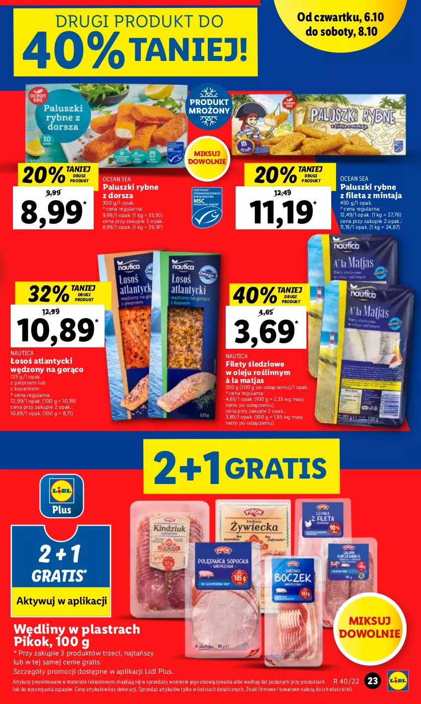 Gazetka promocyjna Lidl - GAZETKA - ważna 06.10 do 08.10.2022 - strona 23 - produkty: Dorsz, Gra, Matjas, Mintaj, Olej, Paluszki rybne, Pieprz, PIKOK