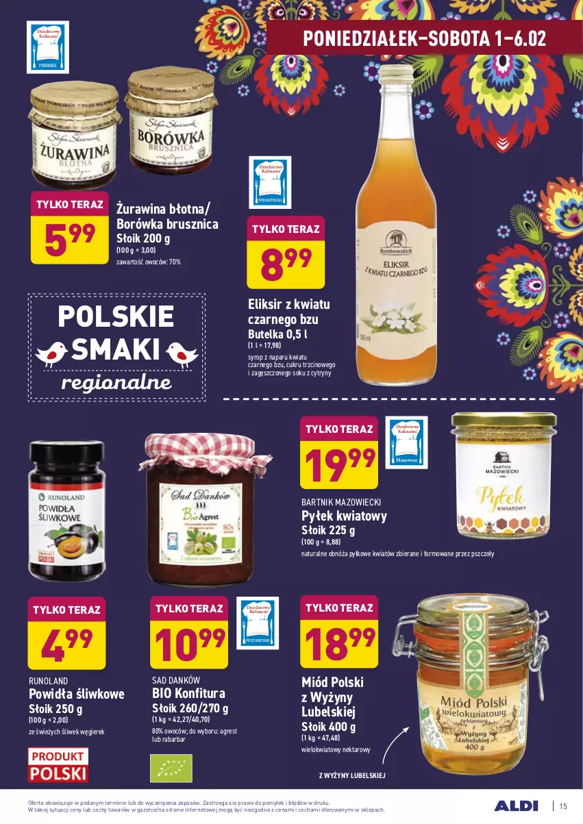 Gazetka promocyjna Aldi - ALE! CENA - ważna 01.02 do 06.02.2021 - strona 15 - produkty: Borówka, Borówka brusznica, Cytryny, Gres, Konfitura, Miód, Nektar, Runoland, Sok, Syrop, Tera