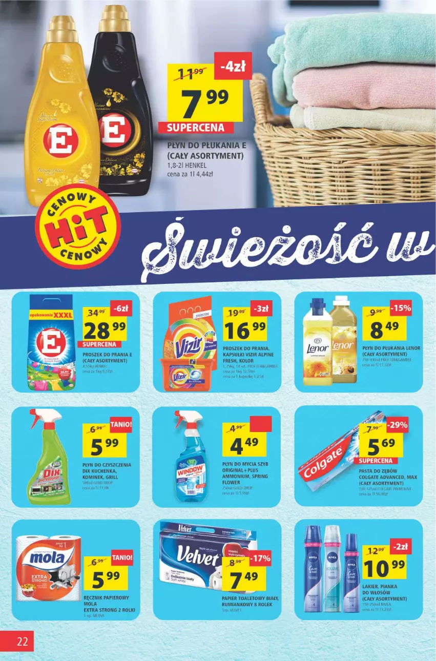 Gazetka promocyjna Arhelan - Gazetka - ważna 09.04 do 18.04.2021 - strona 22 - produkty: Colgate, Gin, Grill, Kominek, Lakier, Lenor, LG, Mola, Nivea, Palmolive, Papier, Papier toaletowy, Pasta do zębów, Pianka do włosów, Płyn do mycia, Płyn do płukania, Proszek do prania, Ręcznik, Rolki, Rum, Vizir