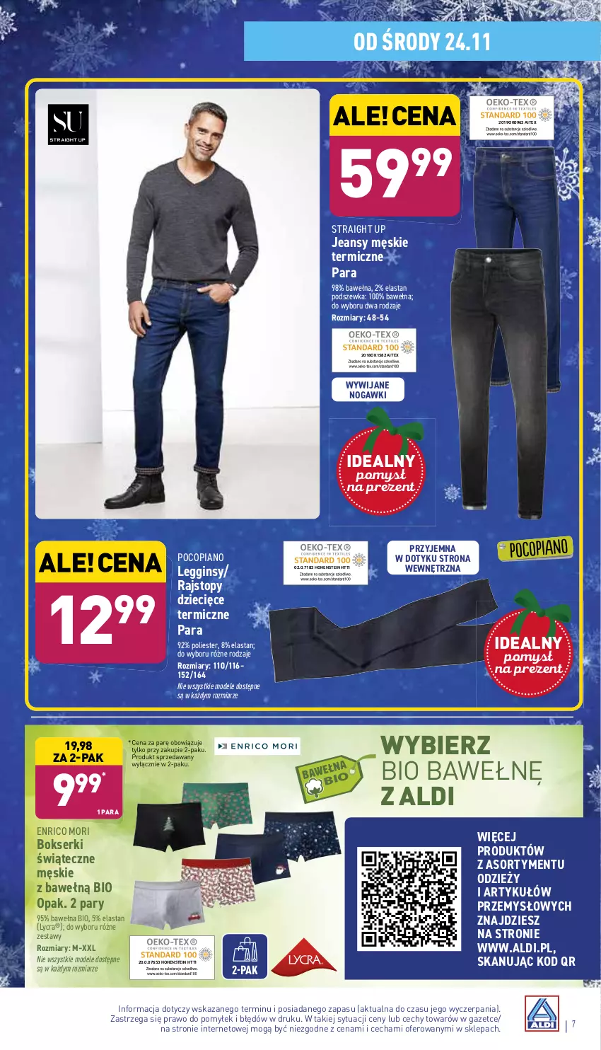 Gazetka promocyjna Aldi - Katalog Moda i Dom - ważna 22.11 do 27.11.2021 - strona 7 - produkty: Bokserki, Dzieci, Gin, Legginsy, Pocopiano, Rajstopy, Ser, Top, Wełna