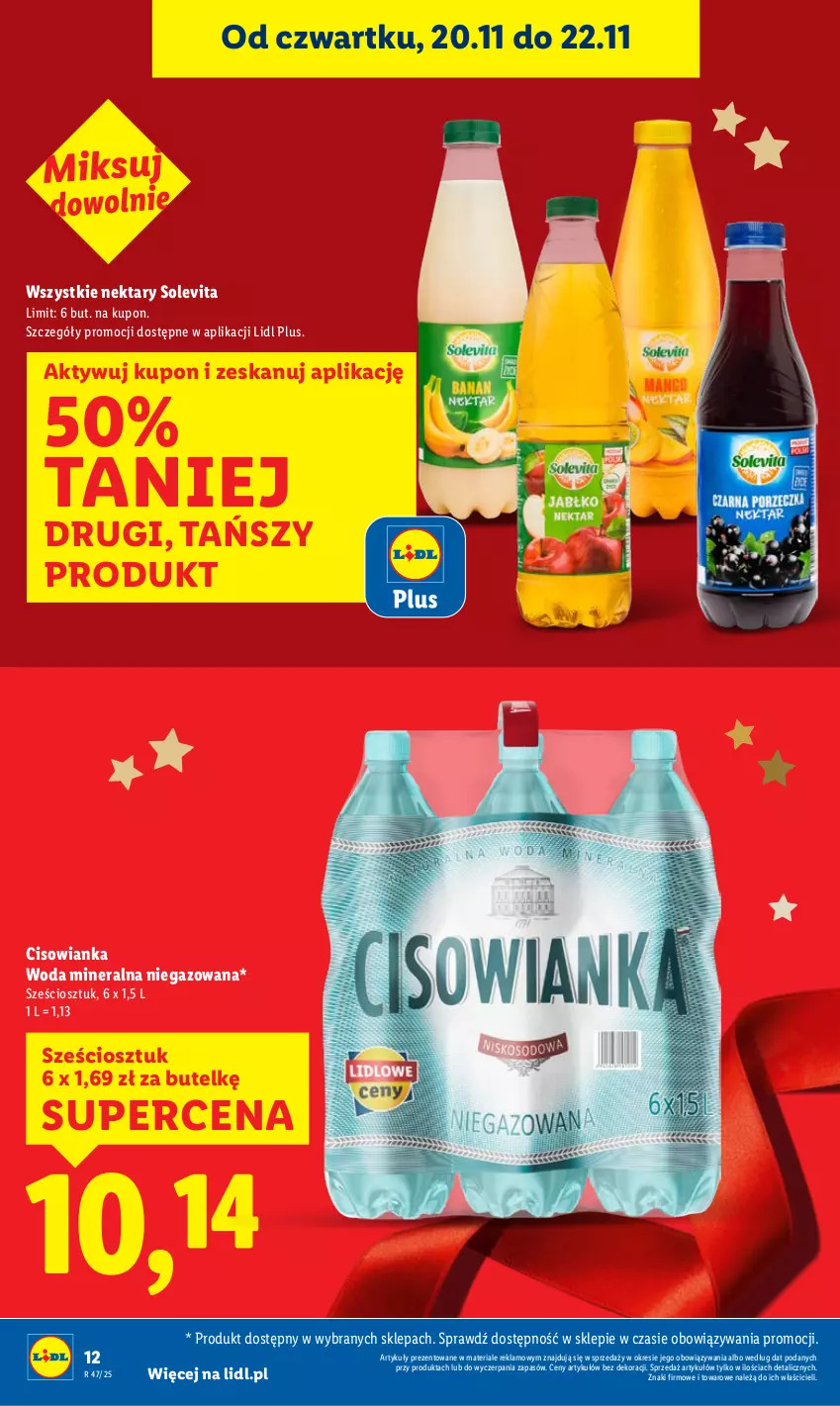 Gazetka promocyjna Lidl - GAZETKA - ważna 20.11 do 22.11.2025 - strona 12 - produkty: Cisowianka, Nektar, Woda, Woda mineralna