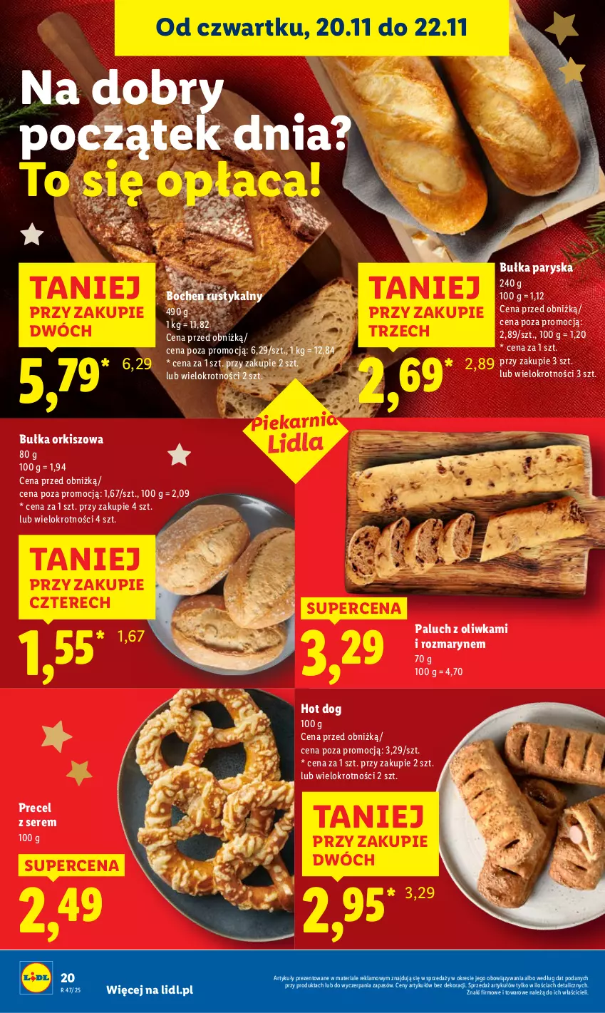 Gazetka promocyjna Lidl - GAZETKA - ważna 20.11 do 22.11.2025 - strona 22 - produkty: Bułka, Hot dog, Rust, Ser
