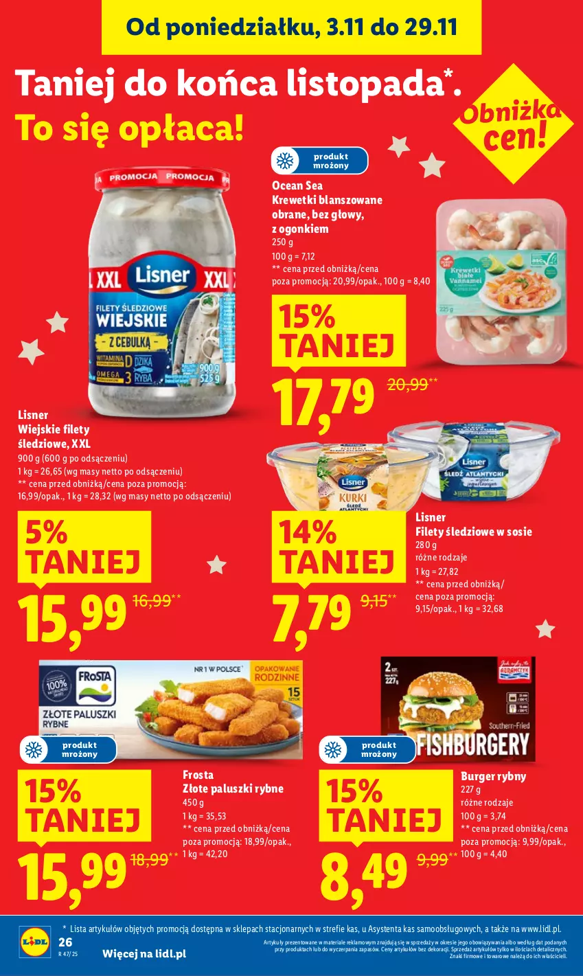 Gazetka promocyjna Lidl - GAZETKA - ważna 20.11 do 22.11.2025 - strona 28 - produkty: Burger, Frosta, Krewetki, Lisner, Paluszki rybne, Sos, Top