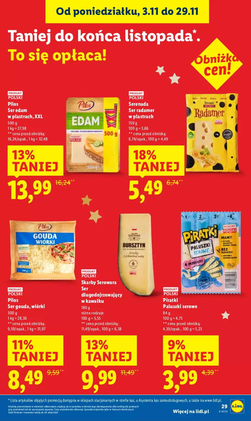 Gazetka promocyjna Lidl - GAZETKA - ważna 20.11 do 22.11.2025 - strona 31 - produkty: Edam, Gouda, Kawa, Pilos, Radamer, Ser, Ser długodojrzewający, Top